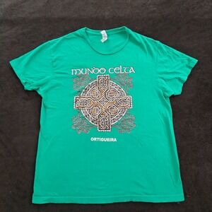 Celtic World Mundo Celta Ortigueira Green Short Sleeve Cotton T-Shirt Men's M